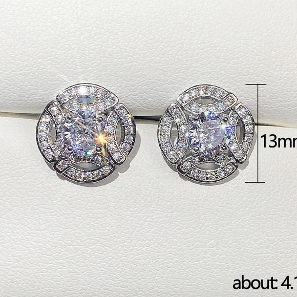 Designer Rhinestone Circle Studs - Picture 3 of 10